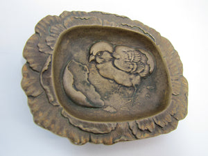 Chick Hatching From Egg Antique Yale Decorative Arts Tray Card Tip Pin Trinket