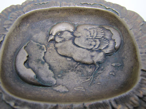 Chick Hatching From Egg Antique Yale Decorative Arts Tray Card Tip Pin Trinket