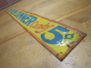 CHICKEN DINNER CANDY 5c Original Old Embossed Tin Ad Sign Robertson Springfield Ohio