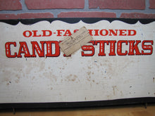 Load image into Gallery viewer, OLD FASHIONED CANDY STICKS 5c EACH Vintage Wooden Store Display Advertising Sign
