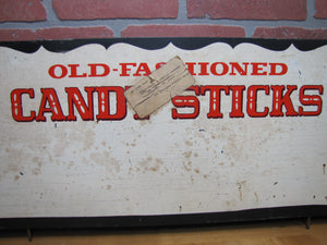 OLD FASHIONED CANDY STICKS 5c EACH Vintage Wooden Store Display Advertising Sign