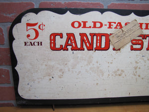 OLD FASHIONED CANDY STICKS 5c EACH Vintage Wooden Store Display Advertising Sign