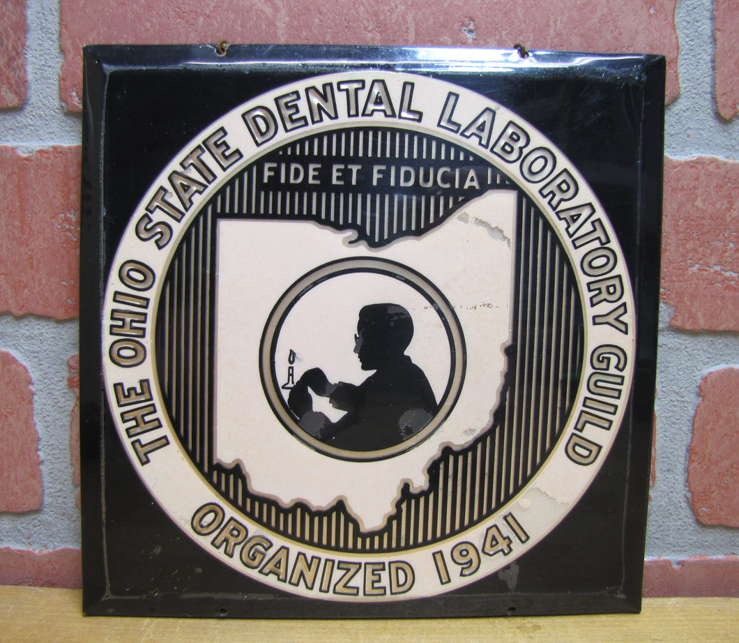 OHIO STATE DENTAL LABORATORY GUILD Old Advertising Sign Prismatic BASTIAN BROS Rochester New York