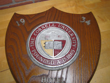 Load image into Gallery viewer, CORNELL UNIVERSITY Original Old Advertising Plaque Sign 1934 HOTEL G F B
