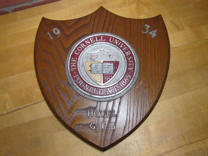 CORNELL UNIVERSITY Original Old Advertising Plaque Sign 1934 HOTEL G F B