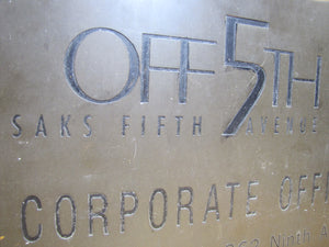 SAKS OFF 5th FIFTH AVENUE OUTLET 362 Ninth NYC New York Brass Store Corporate Offices Advertising Sign