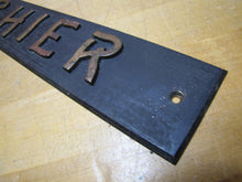 Load image into Gallery viewer, CASHIER Antique Advertising Sign Bronze Embossed Bevel Edge Bank Pawn Shop
