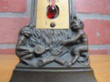 Load image into Gallery viewer, DEVILS BEASTS PITCHFORK FLAMES GENERAL FELT BROOKLYN NY Old Advertising Thermometer Ad Sign Snow Miser Figural Therm
