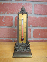 Load image into Gallery viewer, DEVILS BEASTS PITCHFORK FLAMES GENERAL FELT BROOKLYN NY Old Advertising Thermometer Ad Sign Snow Miser Figural Therm
