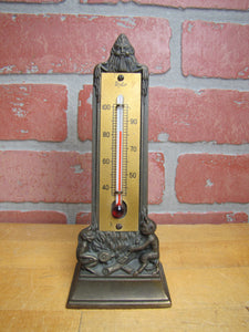DEVILS BEASTS PITCHFORK FLAMES GENERAL FELT BROOKLYN NY Old Advertising Thermometer Ad Sign Snow Miser Figural Therm