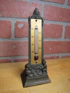 DEVILS BEASTS PITCHFORK FLAMES GENERAL FELT BROOKLYN NY Old Advertising Thermometer Ad Sign Snow Miser Figural Therm