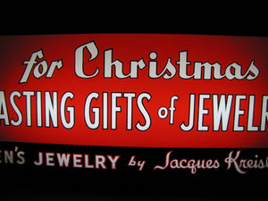JACQUES KREISLER MENS JEWELRY CHRISTMAS GIFTS Reverse Glass Lighted Store Display Advertising Sign