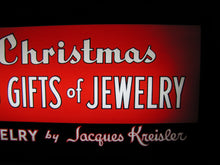 Load image into Gallery viewer, JACQUES KREISLER MENS JEWELRY CHRISTMAS GIFTS Reverse Glass Lighted Store Display Advertising Sign
