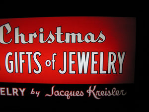 JACQUES KREISLER MENS JEWELRY CHRISTMAS GIFTS Reverse Glass Lighted Store Display Advertising Sign