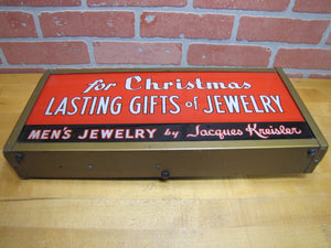 JACQUES KREISLER MENS JEWELRY CHRISTMAS GIFTS Reverse Glass Lighted Store Display Advertising Sign