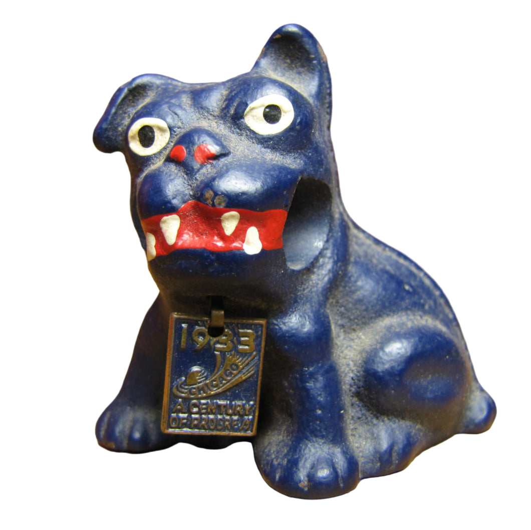 1933 CHICAGO WF CENTURY PROGRESS Cast Iron Puppy Dog Pencil Holder Paperweight