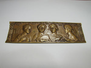 Antique Four Beautiful Maidens Bronze High Relief Decorative Arts Women Plaque