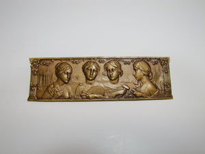 Antique Four Beautiful Maidens Bronze High Relief Decorative Arts Women Plaque