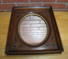 Load image into Gallery viewer, Antique Wooden Decorative Arts Thick Detailed Mirror Picture Frame Gold Black Detail Rich Deep Brown Wood
