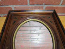 Load image into Gallery viewer, Antique Wooden Decorative Arts Thick Detailed Mirror Picture Frame Gold Black Detail Rich Deep Brown Wood

