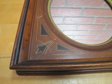 Load image into Gallery viewer, Antique Wooden Decorative Arts Thick Detailed Mirror Picture Frame Gold Black Detail Rich Deep Brown Wood
