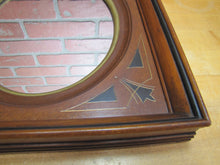 Load image into Gallery viewer, Antique Wooden Decorative Arts Thick Detailed Mirror Picture Frame Gold Black Detail Rich Deep Brown Wood

