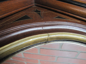 Antique Wooden Decorative Arts Thick Detailed Mirror Picture Frame Gold Black Detail Rich Deep Brown Wood