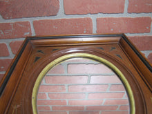 Load image into Gallery viewer, Antique Wooden Decorative Arts Thick Detailed Mirror Picture Frame Gold Black Detail Rich Deep Brown Wood
