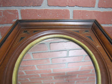 Load image into Gallery viewer, Antique Wooden Decorative Arts Thick Detailed Mirror Picture Frame Gold Black Detail Rich Deep Brown Wood
