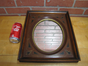 Antique Wooden Decorative Arts Thick Detailed Mirror Picture Frame Gold Black Detail Rich Deep Brown Wood