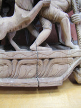 Load image into Gallery viewer, Old Hand Carved Asian Wooden Art Panel Figural Horse Warrior Rider Ornate Detail
