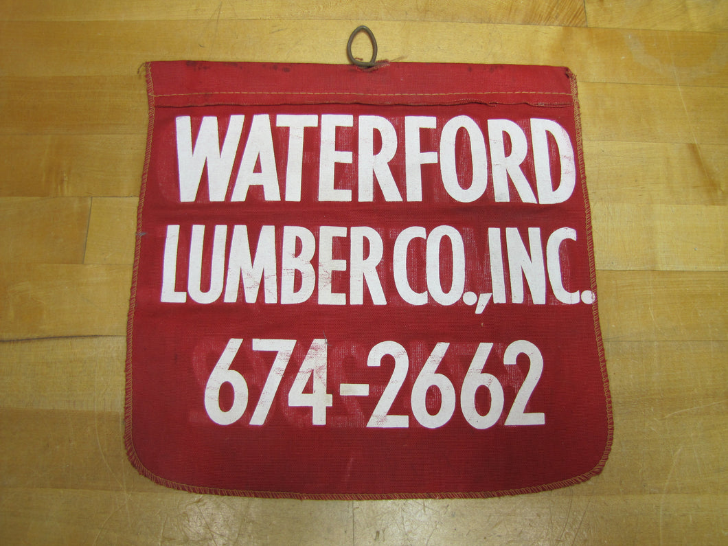WATERFORD LUMBER Co Vintage Double Sided Advertising Cloth Banner Sign Truck Safety Hardware Store Lumber Yard