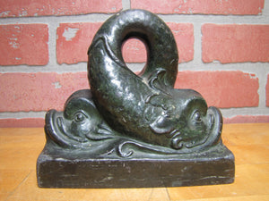 Antique Double Dauphin Koi Devil Fish NAL Co HDW Doostop Decorative Art Statue