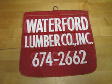 Load image into Gallery viewer, WATERFORD LUMBER Co Vintage Double Sided Advertising Cloth Banner Sign Truck Safety Hardware Store Lumber Yard
