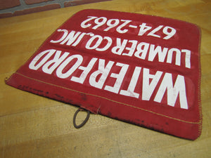 WATERFORD LUMBER Co Vintage Double Sided Advertising Cloth Banner Sign Truck Safety Hardware Store Lumber Yard