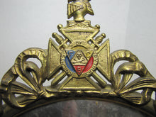 Load image into Gallery viewer, KNIGHTS OF PYTHIAS Old Fraternal Oval Frame Tin Brass FCB Friendship Charity Benevolence Skull Crossbones 14x23
