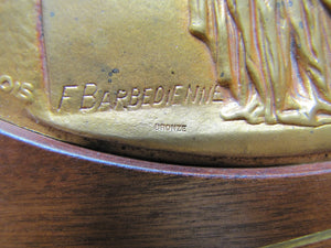 COURAGE PATRIE MORALITE F BARBEDIENNE Antique French Gymnastics Bronze Plaque A PHEE DUBOIS D'ARRES H CHAPU L'UNION DES SOCIETES DE GYMNASTIQUE DE FRANCE a son Membre d'honneur M. LE SENATEUR RENE BESNARD