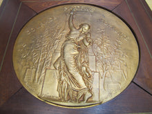 Load image into Gallery viewer, COURAGE PATRIE MORALITE F BARBEDIENNE Antique French Gymnastics Bronze Plaque A PHEE DUBOIS D&#39;ARRES H CHAPU L&#39;UNION DES SOCIETES DE GYMNASTIQUE DE FRANCE a son Membre d&#39;honneur M. LE SENATEUR RENE BESNARD
