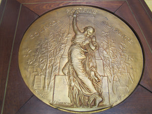 COURAGE PATRIE MORALITE F BARBEDIENNE Antique French Gymnastics Bronze Plaque A PHEE DUBOIS D'ARRES H CHAPU L'UNION DES SOCIETES DE GYMNASTIQUE DE FRANCE a son Membre d'honneur M. LE SENATEUR RENE BESNARD