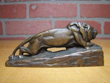 Load image into Gallery viewer, CONNELL WOOD &amp; METAL PRODUCTS NYC LION Antique Brass Advertising Paperweight
