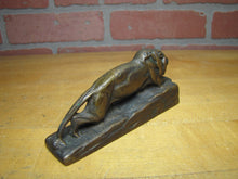 Load image into Gallery viewer, CONNELL WOOD &amp; METAL PRODUCTS NYC LION Antique Brass Advertising Paperweight
