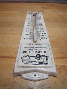 E M HAYNES JR PETROLEUM PRODUCTS FLEMINGTON NJ Old Advertising Sign Thermometer Made in USA