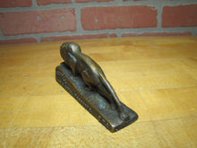 Load image into Gallery viewer, CONNELL WOOD &amp; METAL PRODUCTS NYC LION Antique Brass Advertising Paperweight
