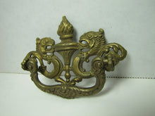 Load image into Gallery viewer, Antique Dragon Serpent Beast Torch Flames Brass Pull Handle Hardware Element
