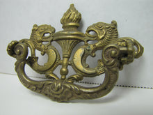 Load image into Gallery viewer, Antique Dragon Serpent Beast Torch Flames Brass Pull Handle Hardware Element
