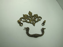 Load image into Gallery viewer, Antique Dragon Serpent Beast Torch Flames Brass Pull Handle Hardware Element
