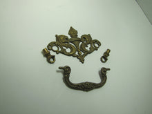 Load image into Gallery viewer, Antique Dragon Serpent Beast Torch Flames Brass Pull Handle Hardware Element
