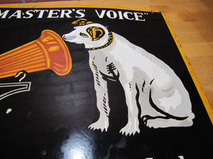 HIS MASTERS VOICE The GRAMOPHONE Co Ltd Old Porcelain Advertising Sign Nipper HMV 18x24