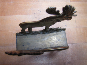 LOYAL ORDER OF MOOSE Old Brass Fraternal Figural Letter Mail Holder Decorative Arts Desk Tool Membership Appreciation Award