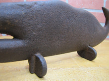 Load image into Gallery viewer, Antique Cast Iron Whale Doorstop Folk Art Decorative Statue Nautical Sea Ocean Sign Advertising Artwork
